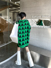 Urban Loose Thicken Geometric V-Neck Sweater